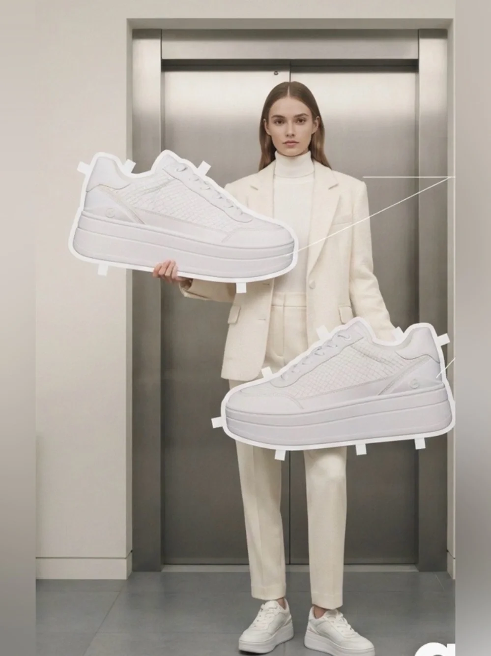 Michael Kors White Platform Sneakers Women’s Size 9 Leather Lace Up FashionShoes